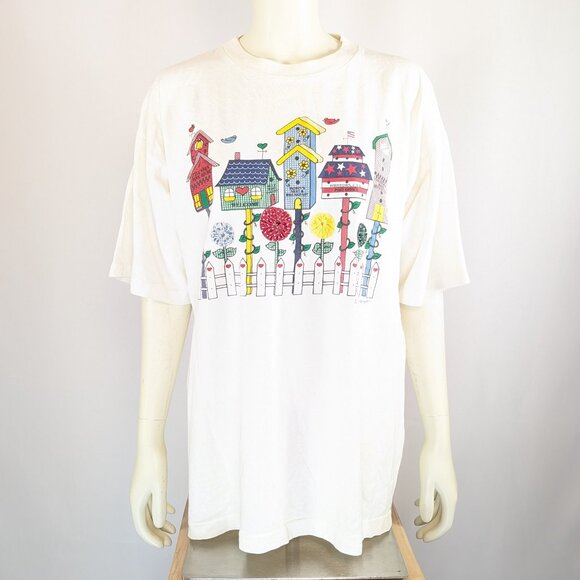 ⛔SOLD!⛔ 1995 Alore Vicki Melhart birdhouse tshirt - Picture 1 of 6